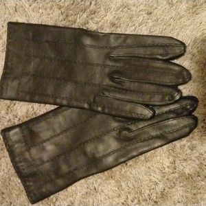 Black leather gloves